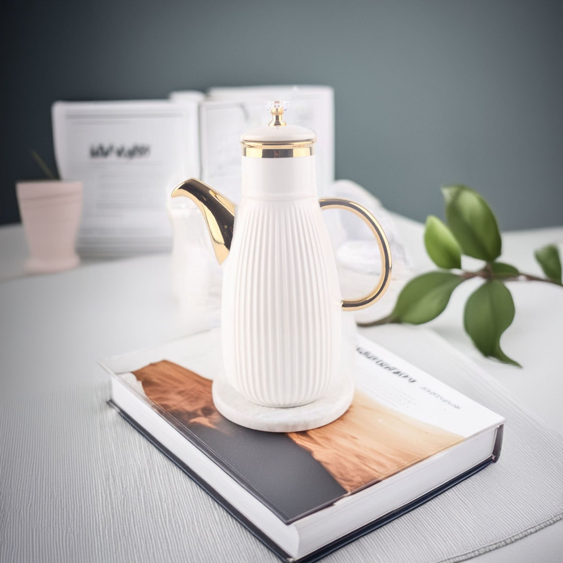 Violet Gold Detaylı Kristal Kapaklı Porselen Yağlık Yağdanlık Sirkelik