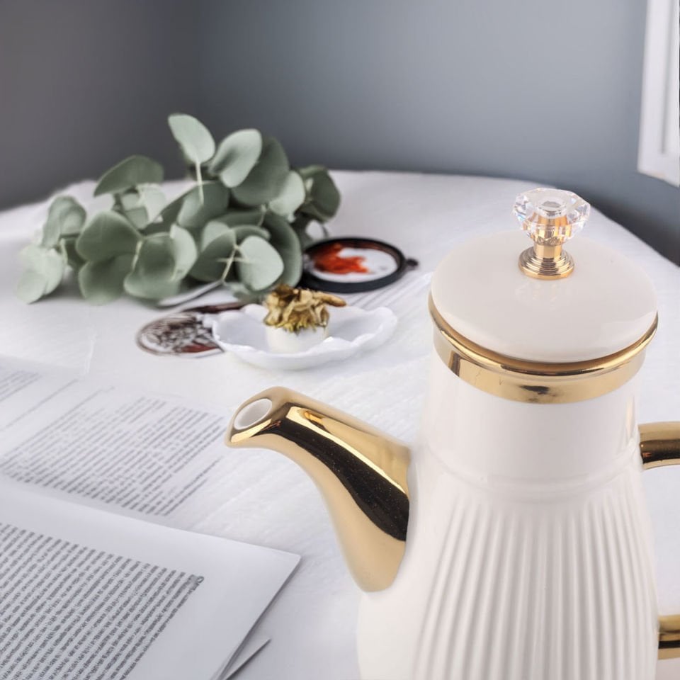 Violet Gold Detaylı Kristal Kapaklı Porselen Yağlık Yağdanlık Sirkelik