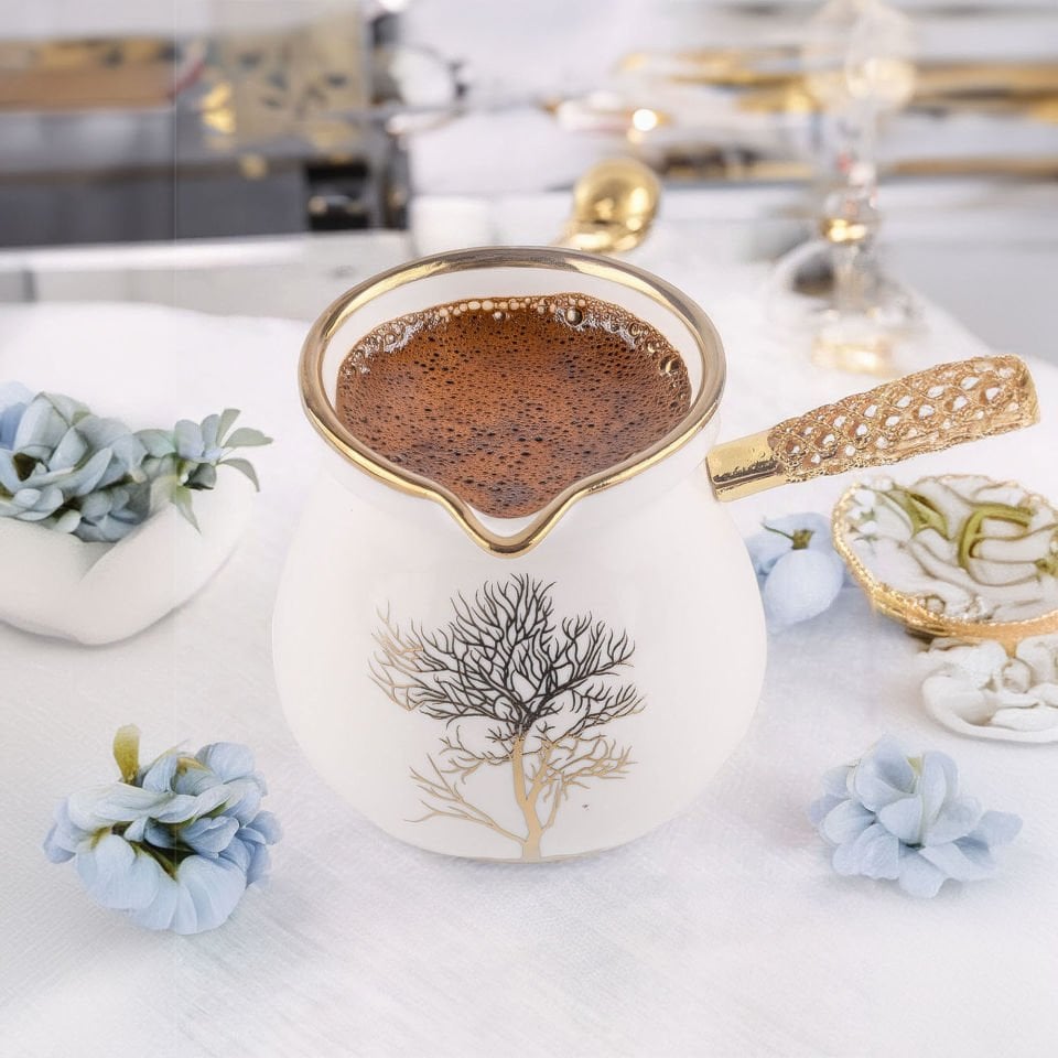 Violet Gold Kristal Saplı Porselen Cezve