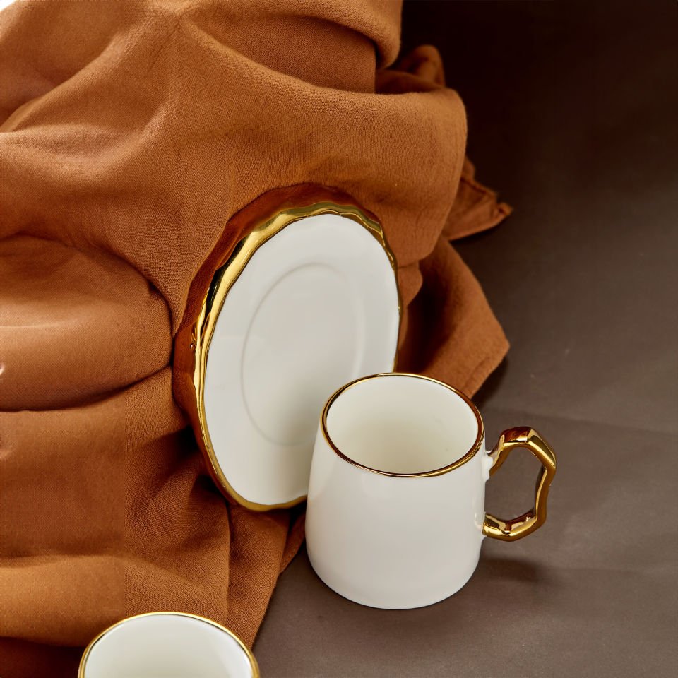 Violet 6 Kişilik Gold Porselen Kahve Fincan Takımı