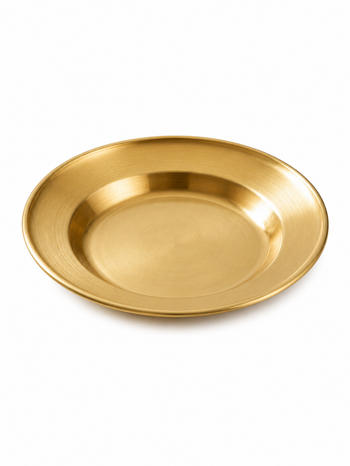 Gold Paslanmaz Çelik Yuvarlak Sunum Servis Tabağı 17 cm