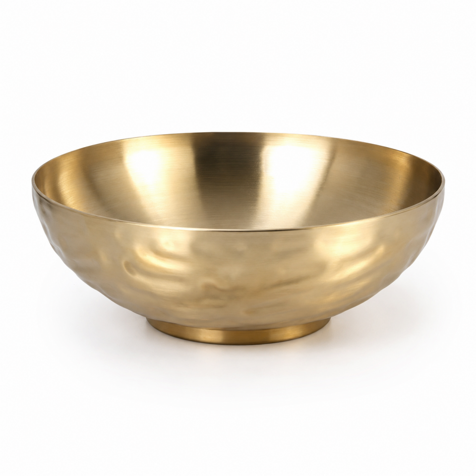 Gold Paslanmaz Çelik Sunum Kasesi Salata Meyve Servis Kasesi 24 cm
