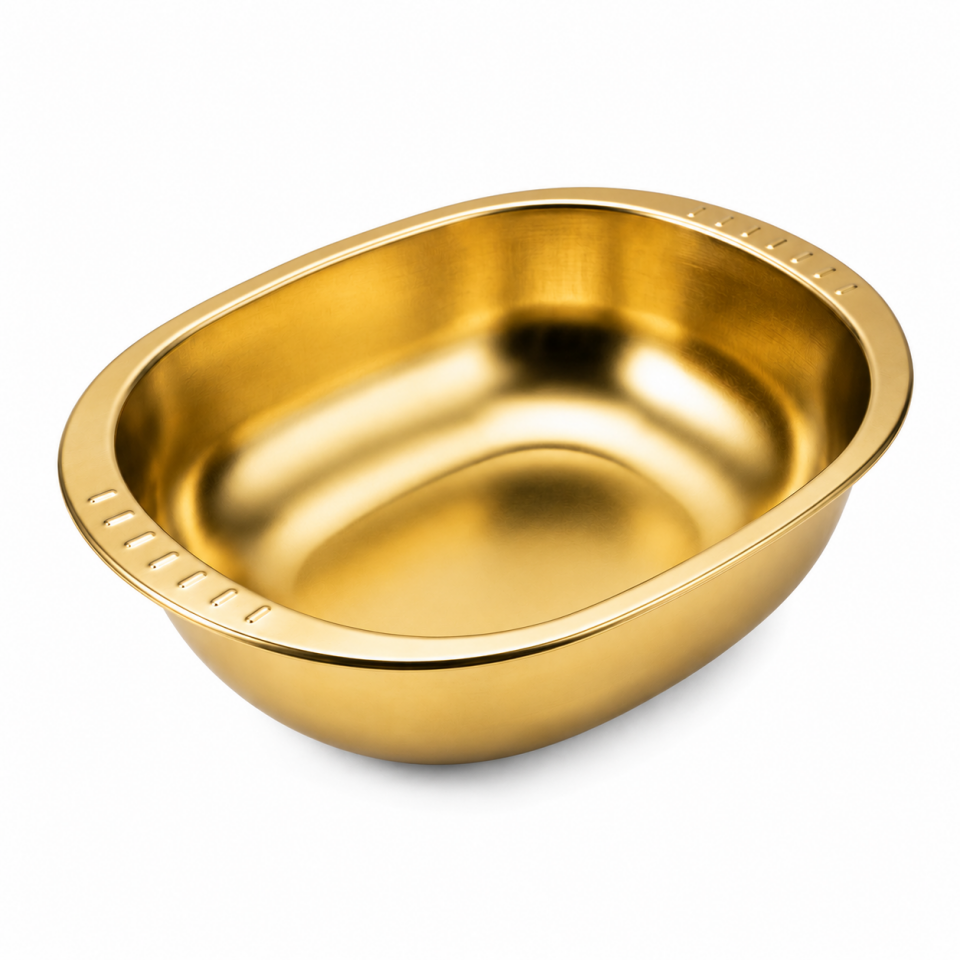 Paslanmaz Çelik Gold Pirinç Meyve Sebze Yıkama Süzgeci Kabı
