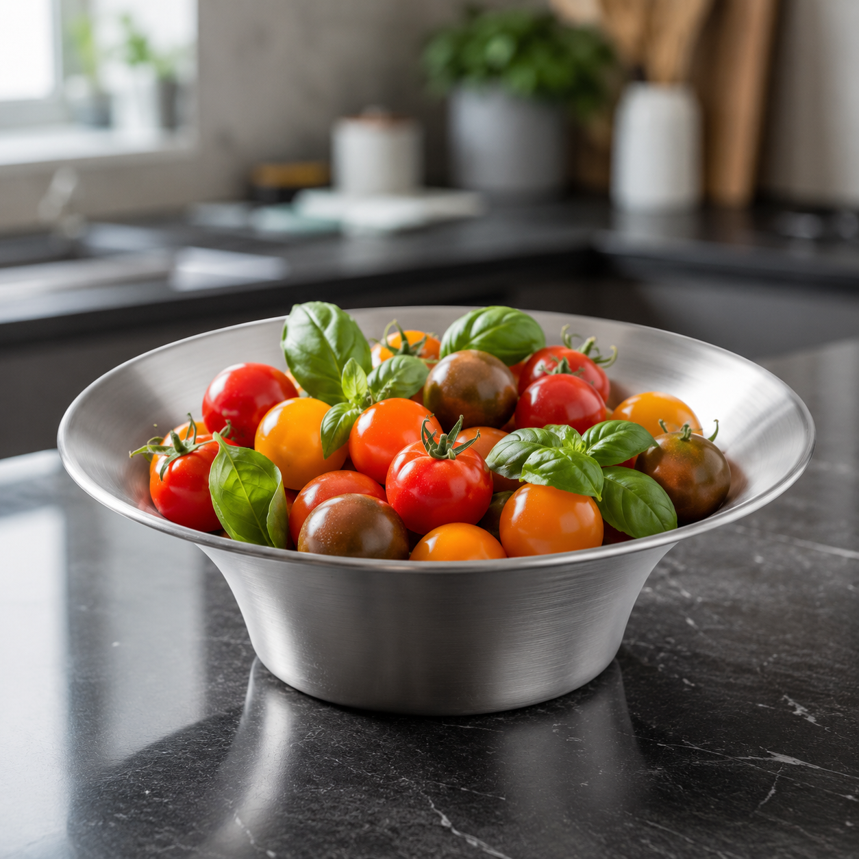 Paslanmaz Çelik Yuvarlak Sunum Kasesi Meyve ve Salata Servis Kasesi 26 cm