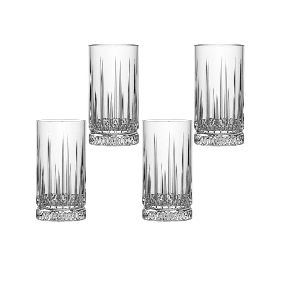 Bianca 4'lü Kristal Desenli Cam Meşrubat Bardağı Seti 466 ml- Şık ve Kullanışlı