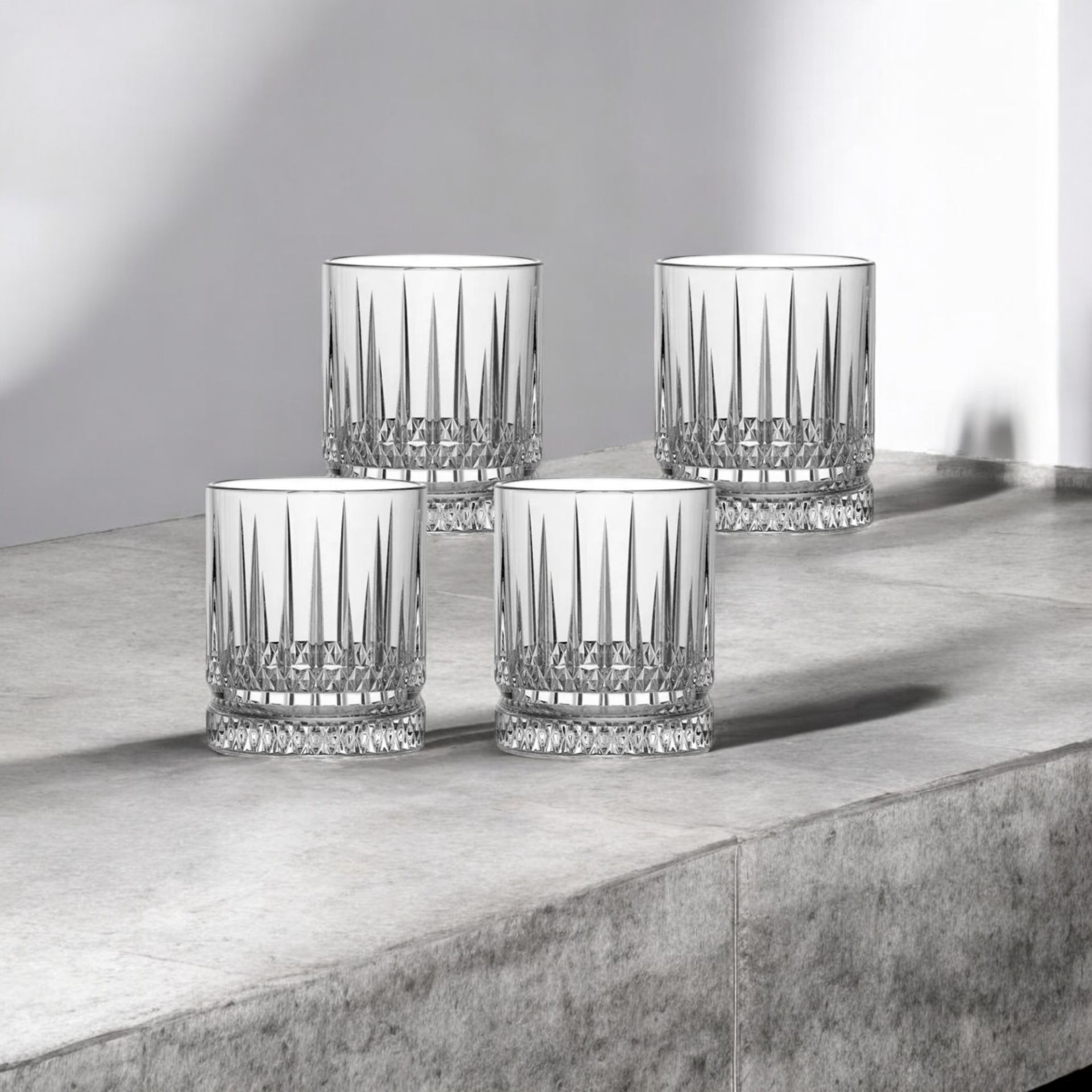 Bianca 4'lü Kristal Desenli Cam Meşrubat Bardağı Seti 222 ml- Şık ve Kullanışlı