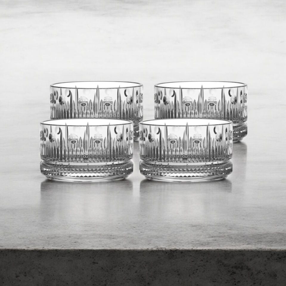 Bianca 4'lü Kristal Cam Kase Çerezlik Seti 460 ml