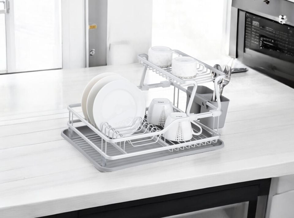 Paslanmaz Alüminyum İki Katlı Füme Bulaşıklık Modern Tabaklık