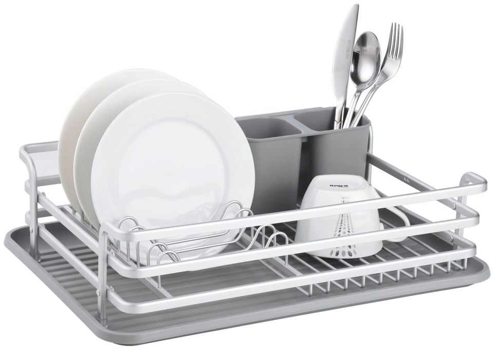 Paslanmaz Alüminyum Tek Katlı Gri Bulaşıklık Modern Tabaklık