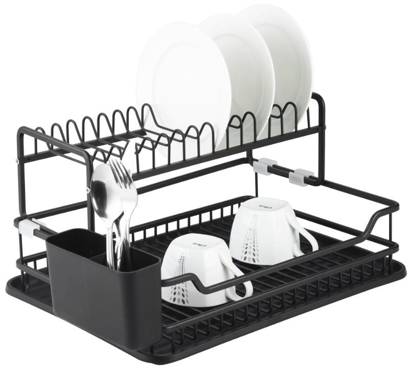 Paslanmaz Alüminyum İki Katlı Siyah Bulaşıklık Modern Tabaklık