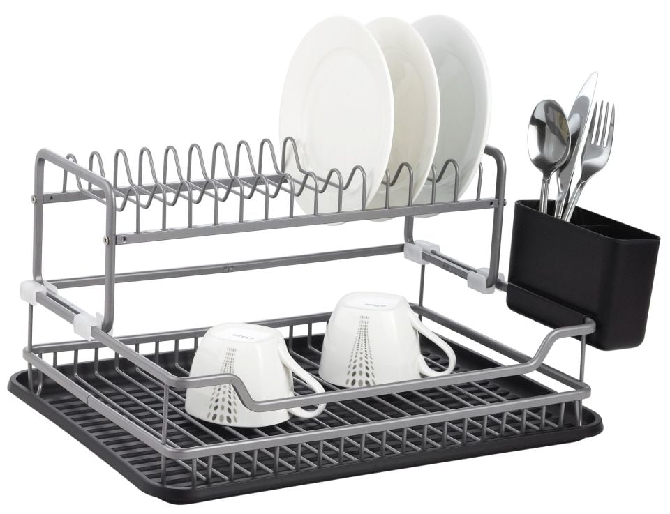 Paslanmaz Alüminyum İki Katlı Füme Bulaşıklık Modern Tabaklık