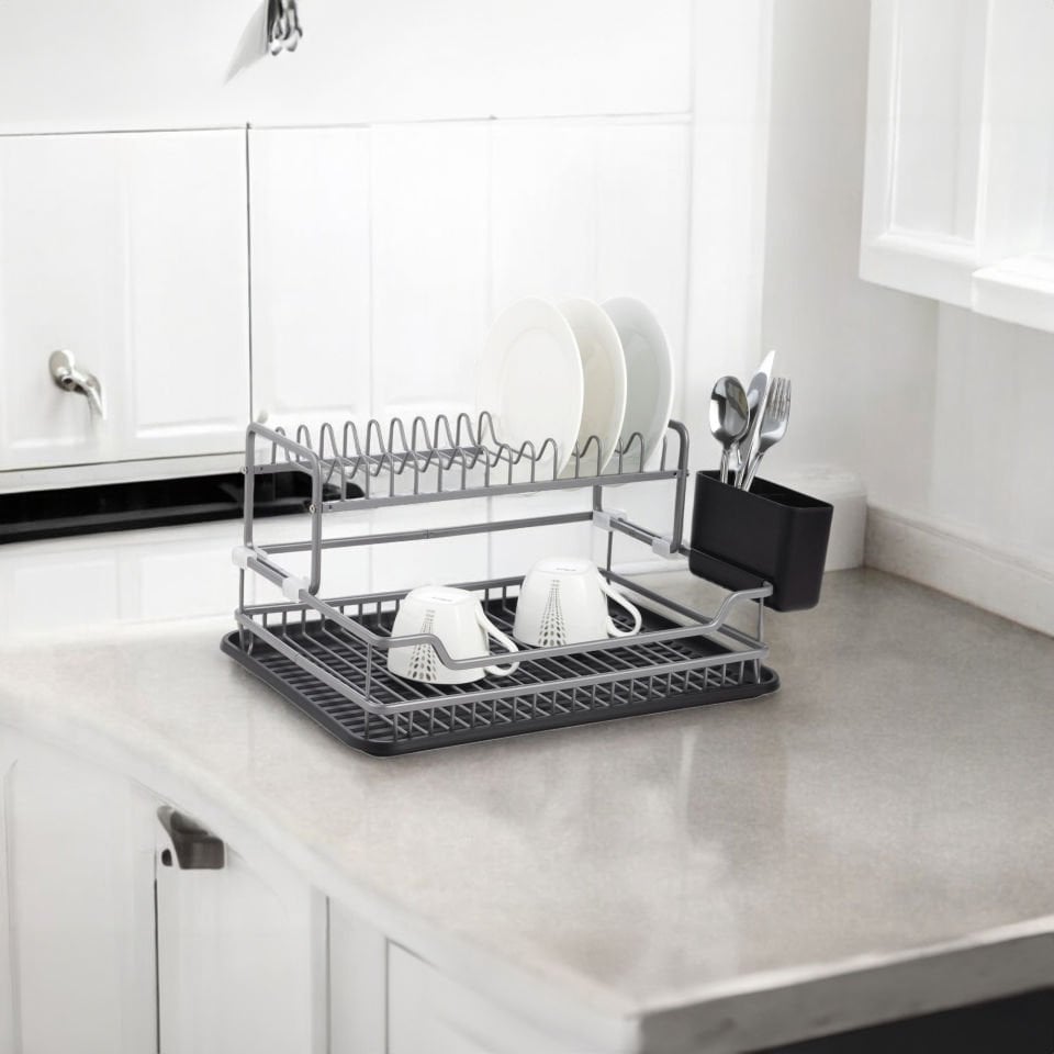 Paslanmaz Alüminyum İki Katlı Füme Bulaşıklık Modern Tabaklık