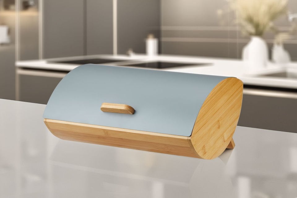 Karina Metal Kapaklı Bambu Lüks Ekmek Kutusu Ekmeklik