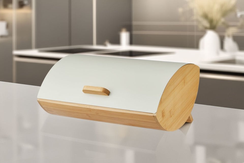 Karina Metal Kapaklı Bambu Lüks Ekmek Kutusu Ekmeklik