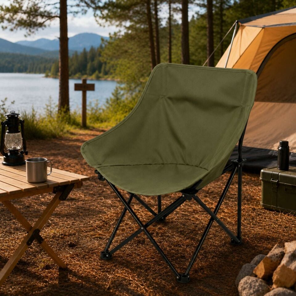 Katlanabilir Kamp Koltuğu Outdoor Piknik Balıkçı Bahçe Sandalyesi Taşınabilir Yeşil