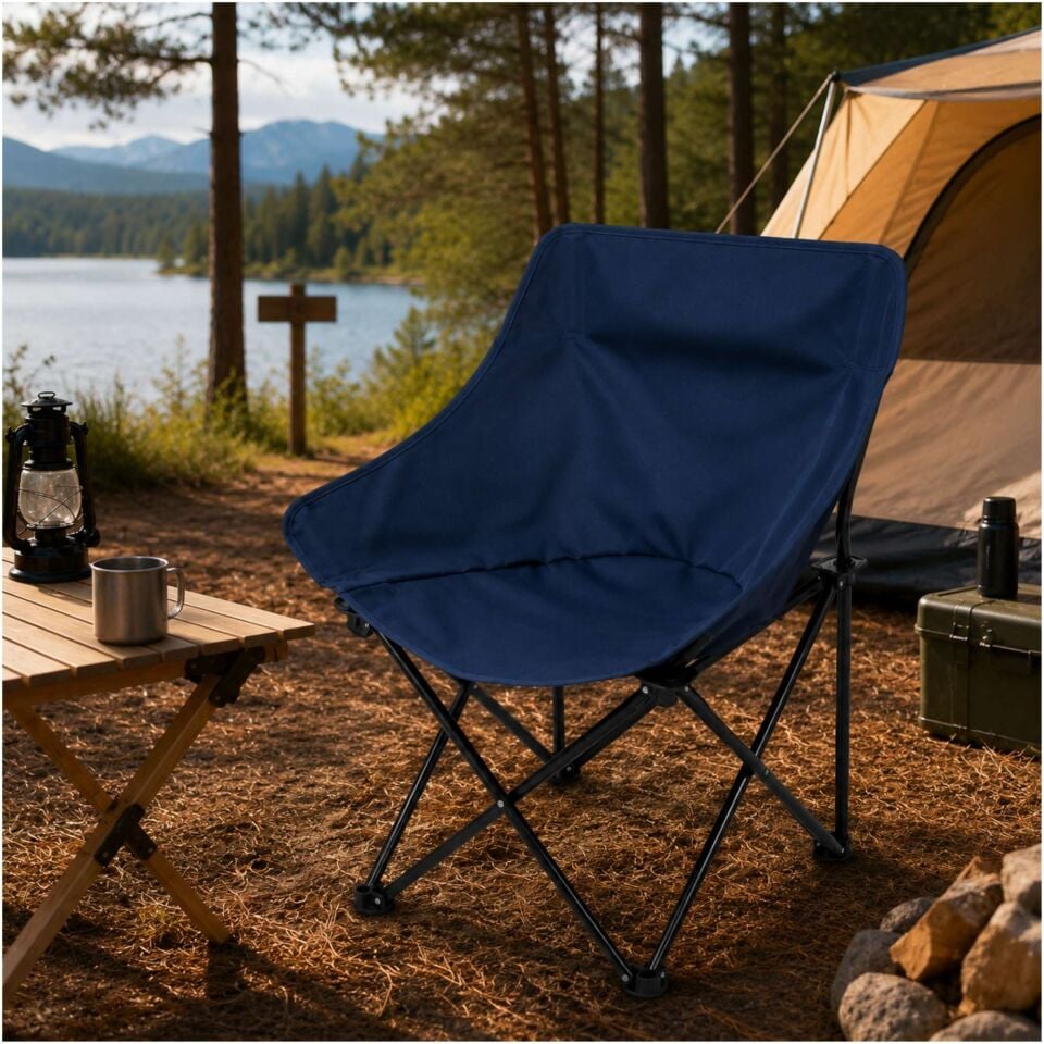 Katlanabilir Kamp Koltuğu Outdoor Piknik Balıkçı Bahçe Sandalyesi Taşınabilir Lacivert