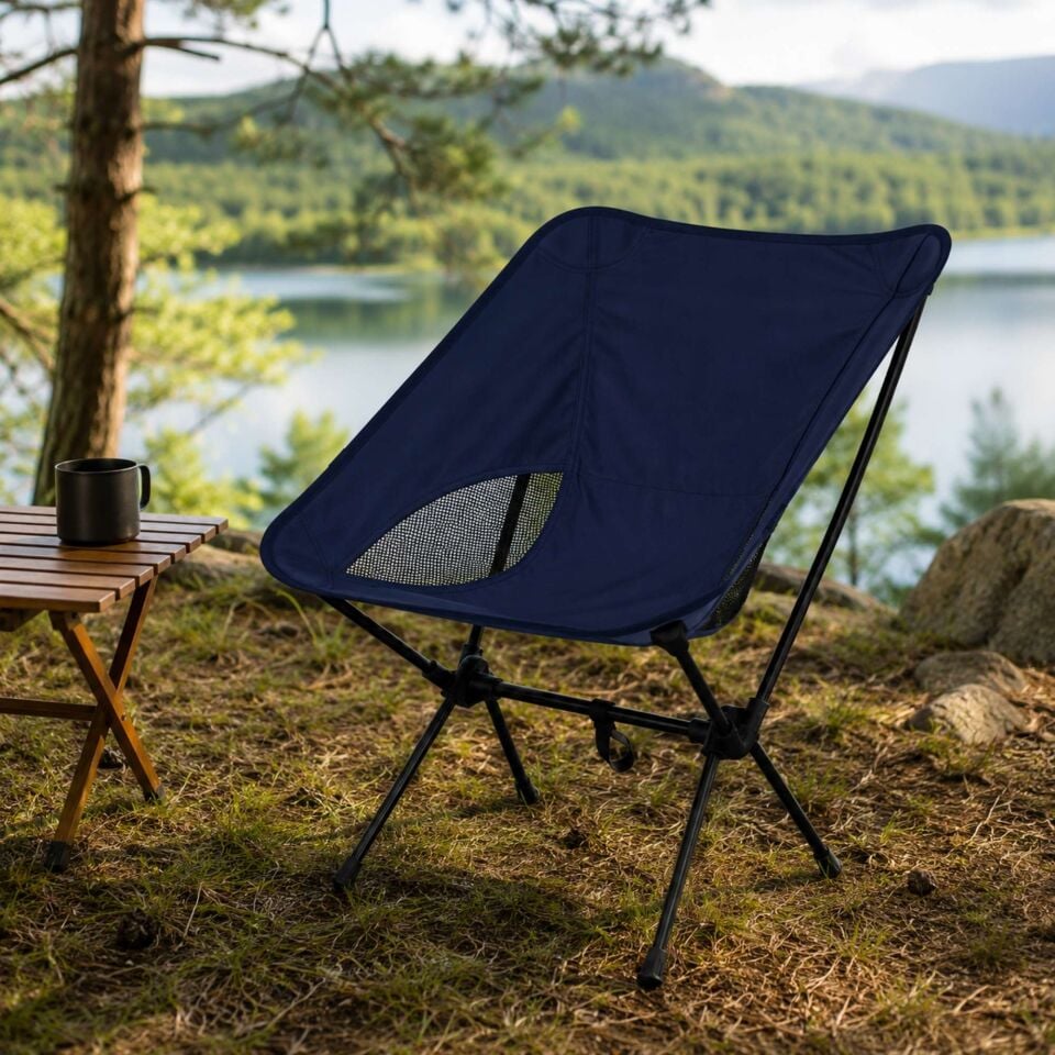 Katlanabilir Kamp Sandalyesi Hafif Outdoor Piknik Balıkçı Bahçe Koltuğu Taşınabilir Lacivert