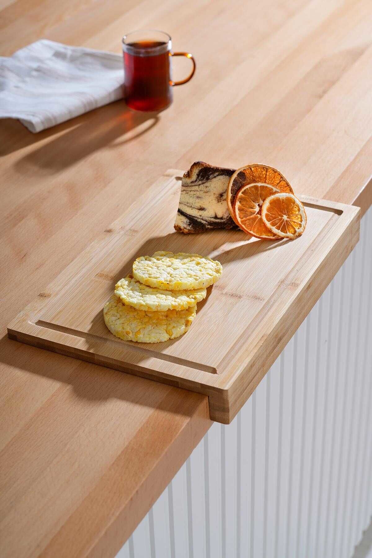 Vadi Bambu Tezgah Üstü Kesme Tahtası  – Doğal Ahşap Kaydırmaz Mutfak Doğrama Tahtası