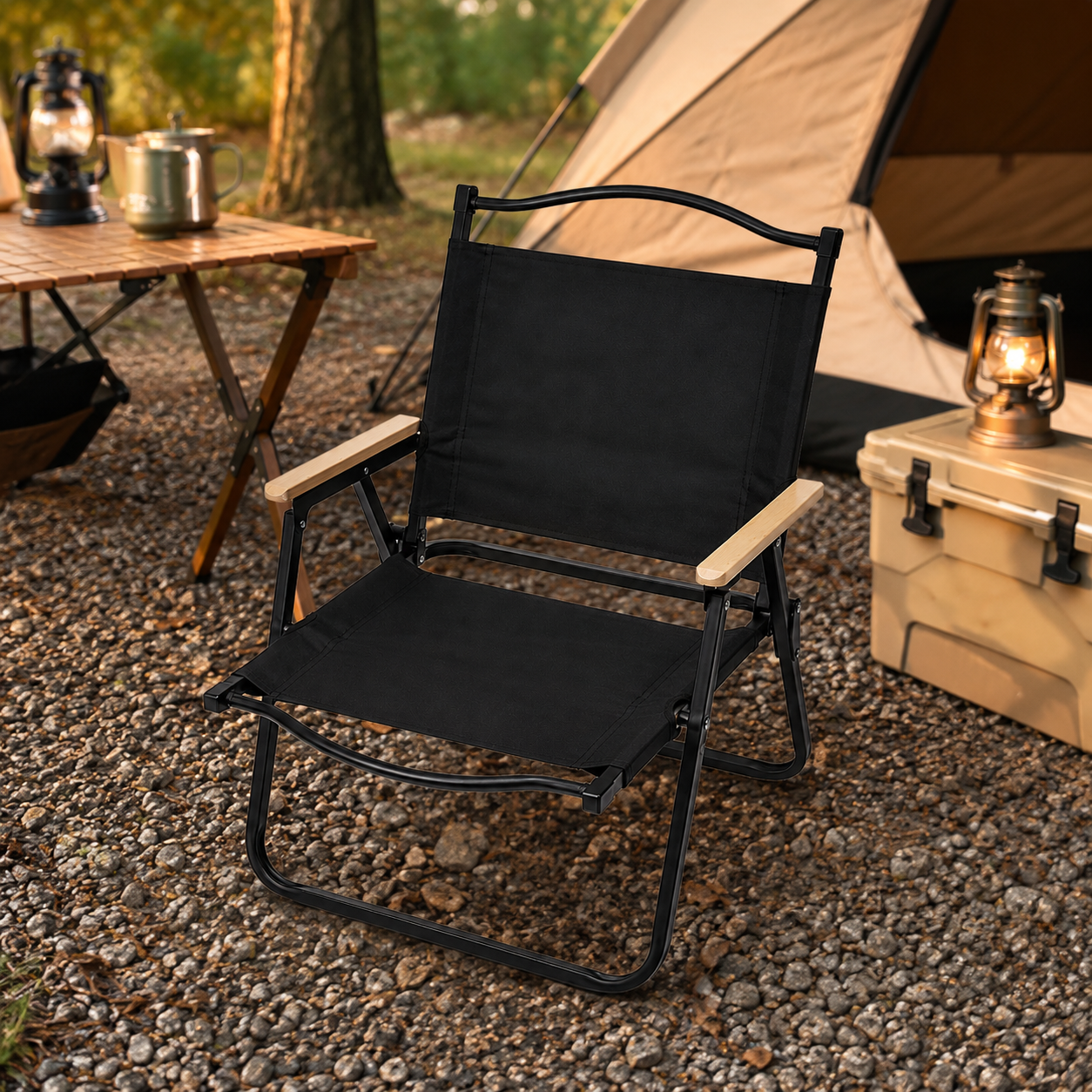 Ahşap Kollu Katlanabilir Kamp Sandalyesi Yönetmen Tipi Outdoor Piknik Bahçe Koltuğu