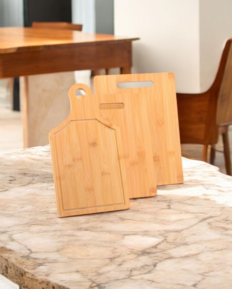 Doğal Bambu 3'lü Kesme Tahtası Seti