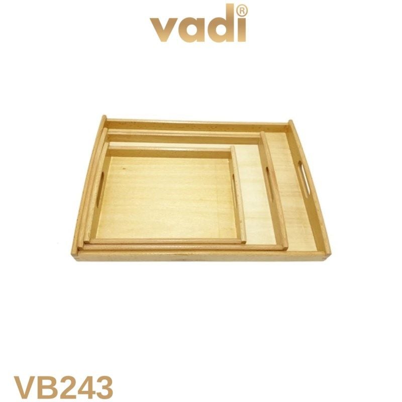 Vadi 3’lü Doğal Bambu Servis Tepsi Seti Saplı Sunum Tepsisi Kahvaltı Tepsisi