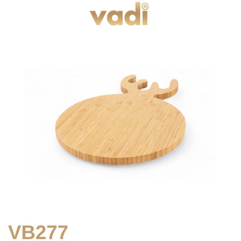 Geyik Figürlü Yuvarlak Bambu Kesme ve Sunum Tahtası Dekoratif Ahşap