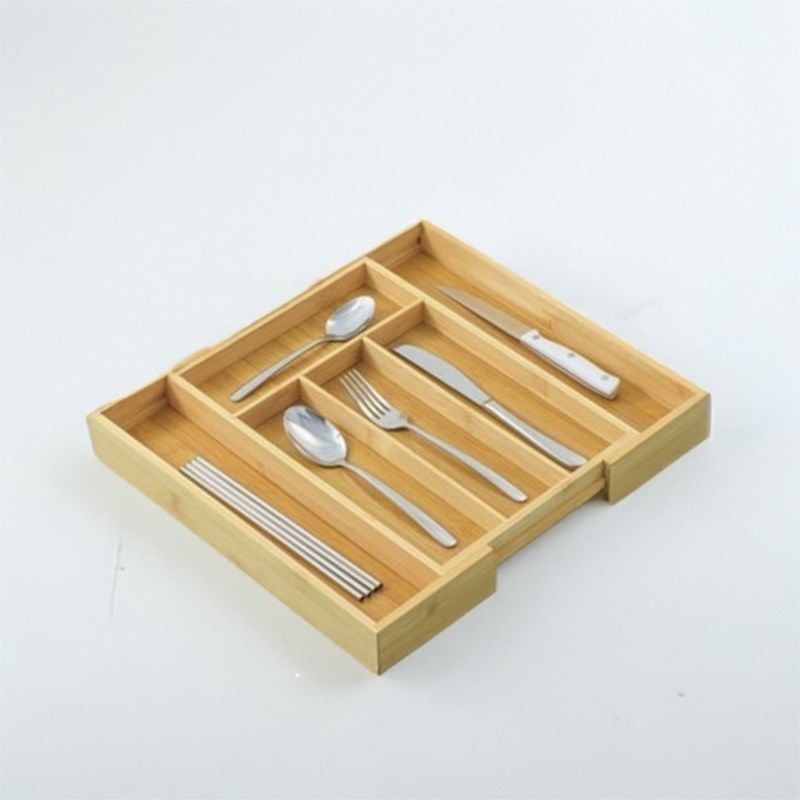 Vadi Ayarlanabilir Bambu Çekmece İçi Kaşıklık Organizer – Doğal Çatal Bıçak Düzenleyici