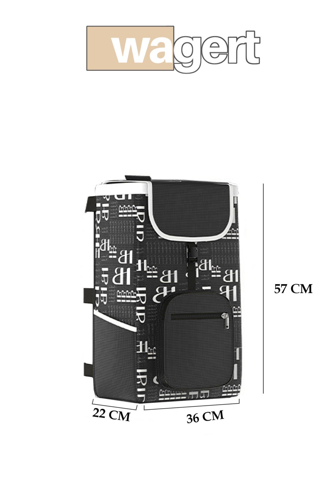 Su Geçirmez Pazar Arabası Torbası Siyah