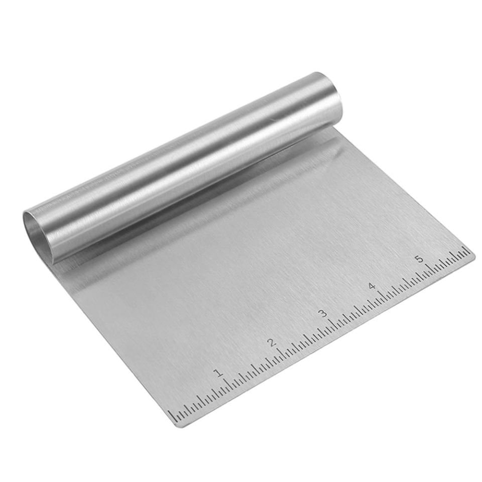 Rocco Ölçülü Paslanmaz Lüks Çelik Hamur Kesme Aparatı Çelik Kesici Kazıyıcı Pasta Kek Spatula