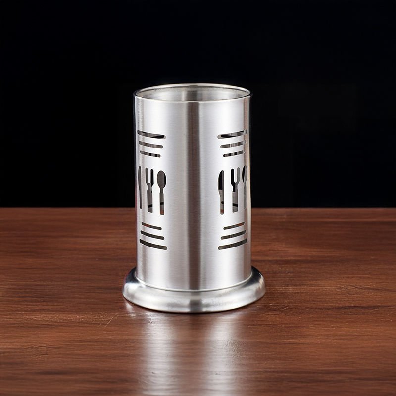 Paslanmaz Çelik Kaşıklık Mutfak Düzenleyici Çatal Bıçak Standı Gümüş