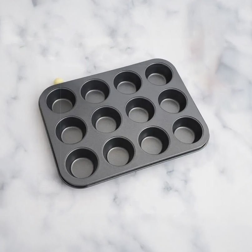 12 Li Muffin Kek Kalıbı Tepsisi Kek Kalıbı Yanmaz Yapışmaz Siyah