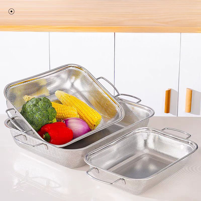 Rocco Gümüş Paslanmaz Çelik Kevgir Karıştırma Kasesi Salata Makarna Sebze Meyve Süzgeç 22x30 Cm