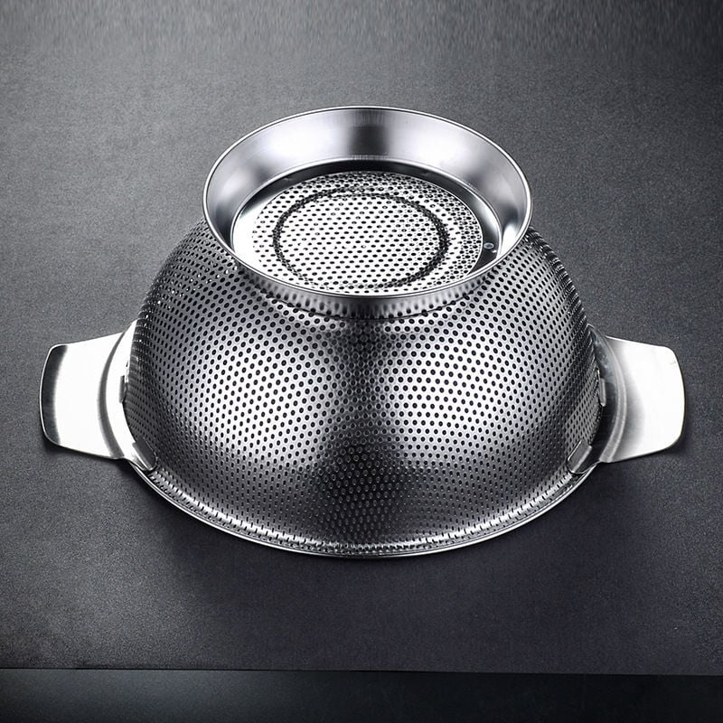 Rocco Gümüş Paslanmaz Çelik Kevgir Karıştırma Kasesi Salata Makarna Sebze Meyve Süzgeç 25,5 Cm