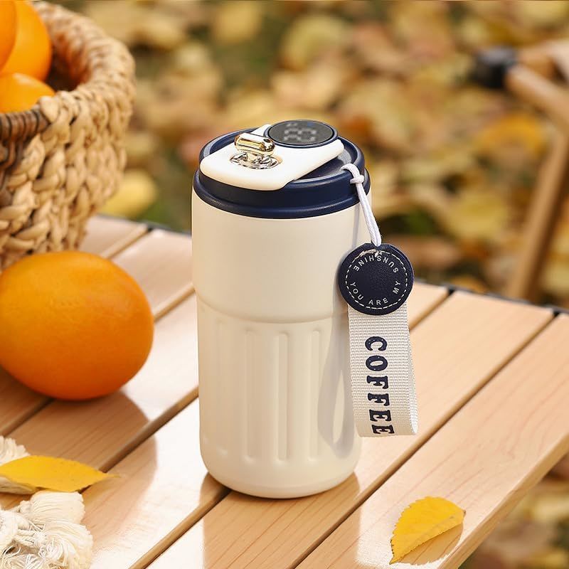 Dijital Sıcaklık Göstergeli Paslanmaz Çelik Isı Yalırımlı Termos Kupa 400 ml