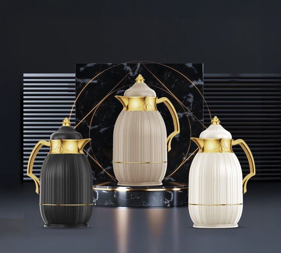 Gold Detaylı Lüks Paslanmaz Çelik Termos Sürahi-1 lt.