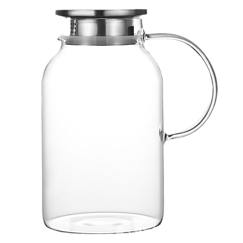 Metal Kapaklı Borosilikat Isıya Dayanıklı Cam Sürahi 1,6 Litre