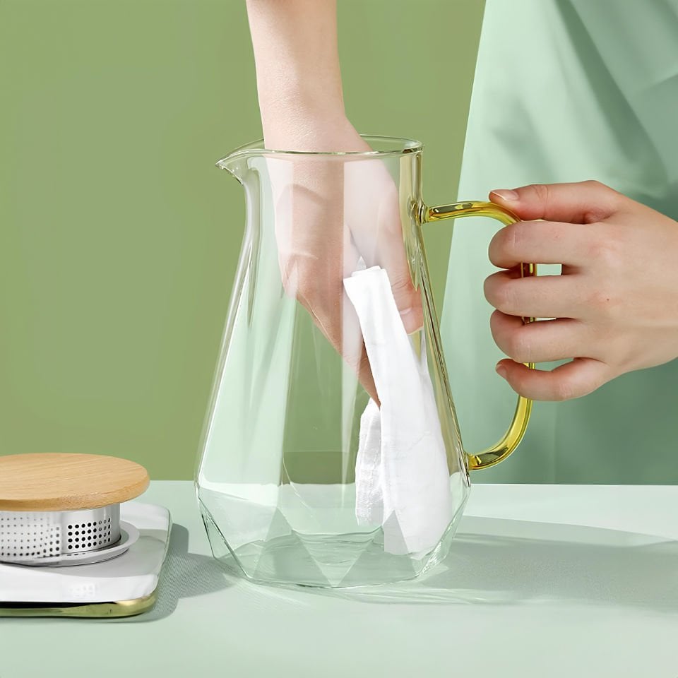 Bambu Kapaklı Borosilikat Isıya Dayanıklı Cam Sürahi 1,6 Litre