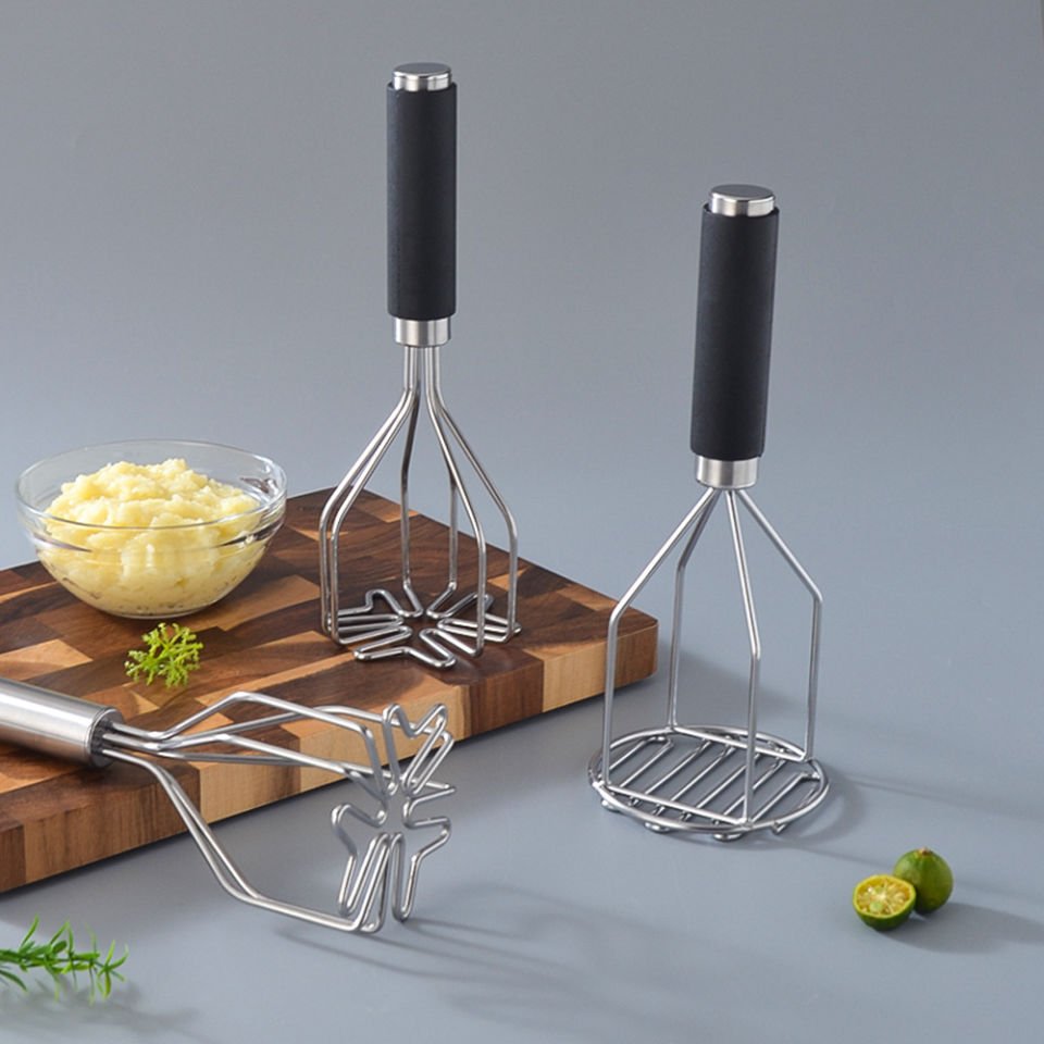 Paslanmaz Çelik Silikon Saplı Ergonomik Patates Ezici - Püre Yapıcı