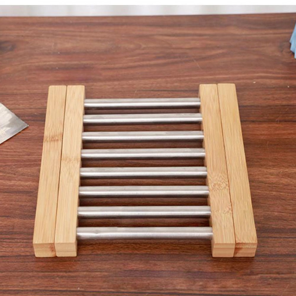 Bambu ve Paslanmaz Çelik Tencere Altlığı - Isıya Dayanıklı Modern Nihale