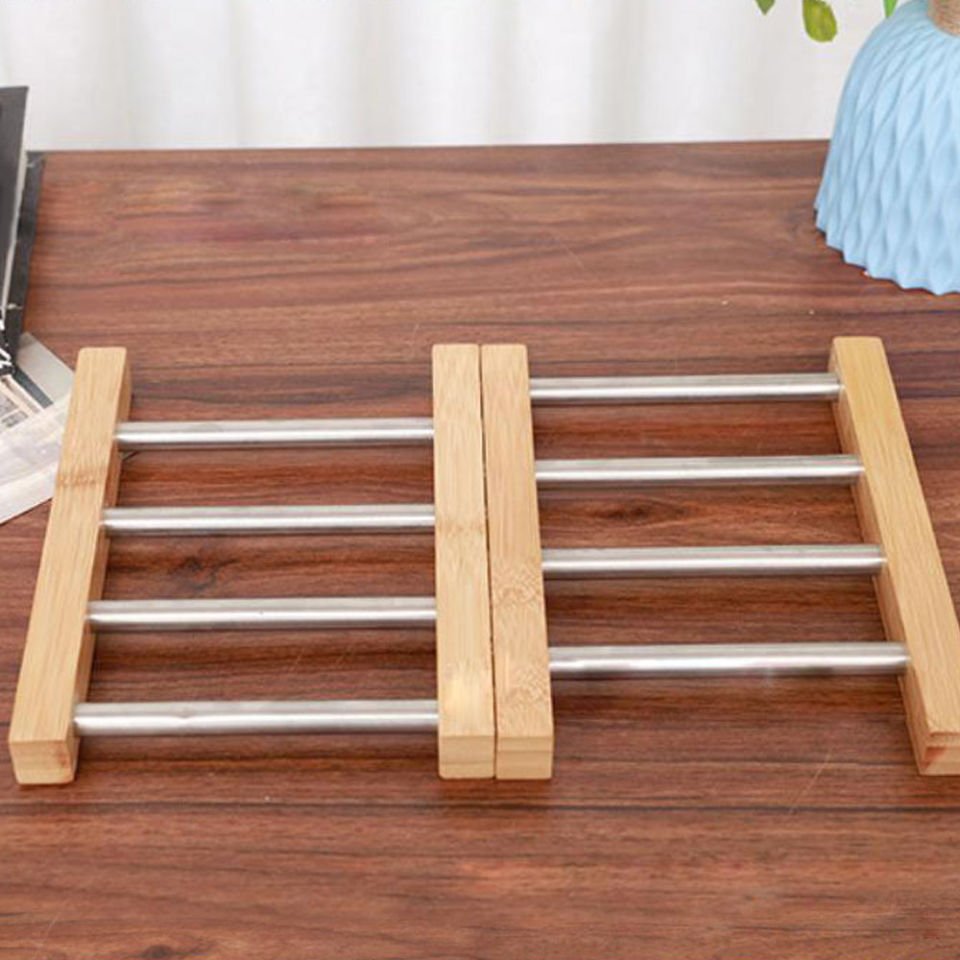 Bambu ve Paslanmaz Çelik Tencere Altlığı - Isıya Dayanıklı Modern Nihale