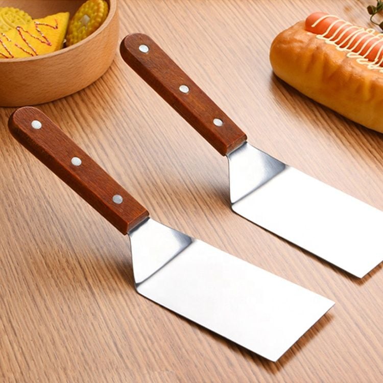 Ahşap Saplı Paslanmaz Çelik Spatula Pasta Tatlı Baklavacı Spatulası, Pizza Börek Dilimleyici
