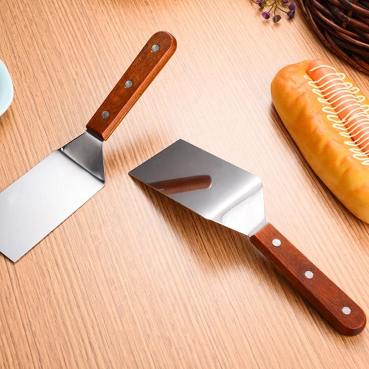 Ahşap Saplı Paslanmaz Çelik Spatula Pasta Tatlı Baklavacı Spatulası