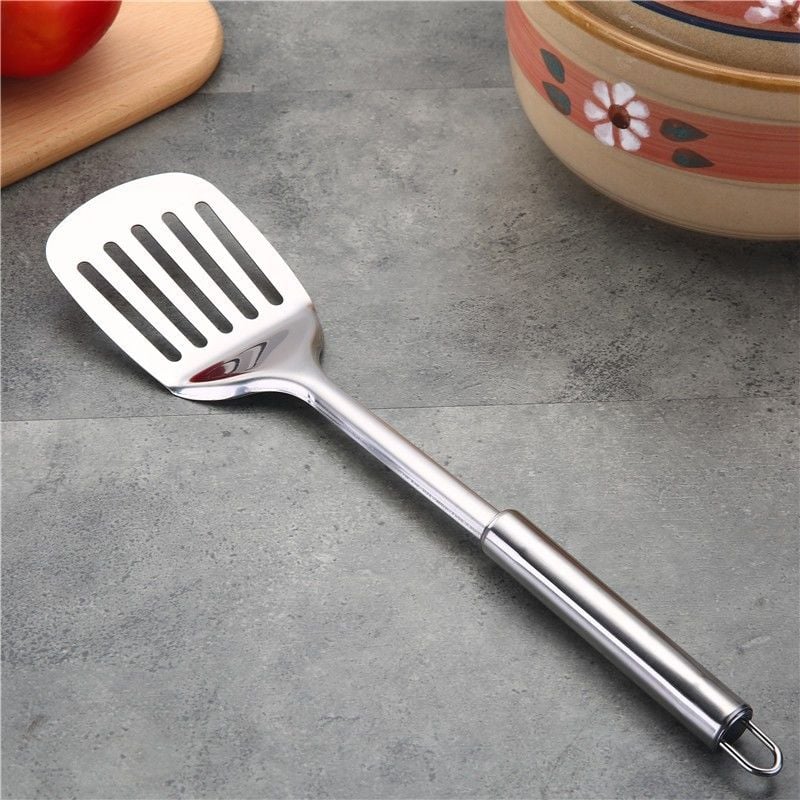 6 Parça Paslanmaz Çelik Mutfak Gereç Seti Askılı - Kepçe, Kevgir, Spatula