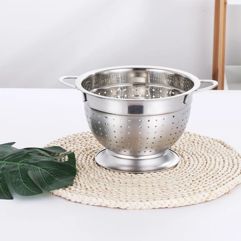 Olla Gümüş Paslanmaz Çelik Kevgir Karıştırma Kase Seti Salata Makarna Sebze Meyve Süzgeç 30 Cm