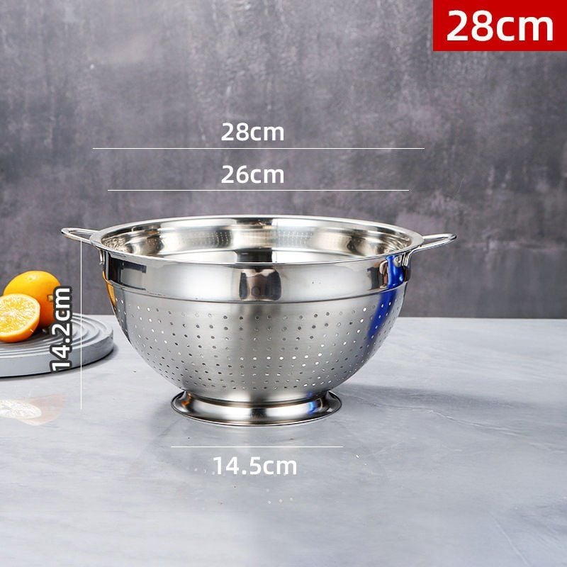 Olla Gümüş Paslanmaz Çelik Kevgir Karıştırma Kase Seti Salata Makarna Sebze Meyve Süzgeç 30 Cm