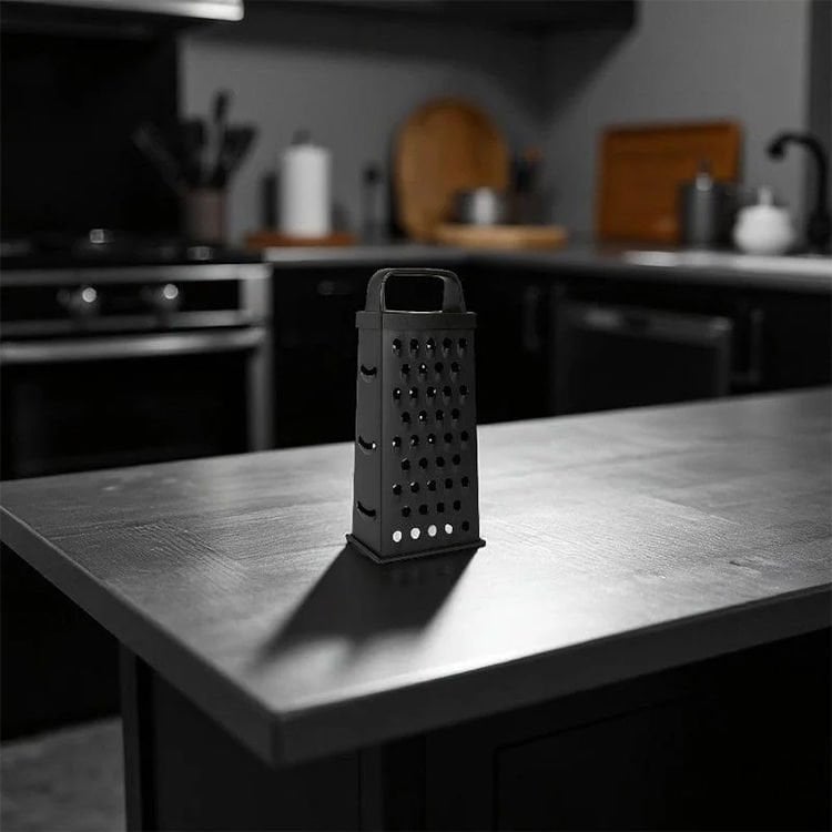 Lüx Siyah Paslanmaz Çelik Rende Profesyonel 4 Bölmeli Rende