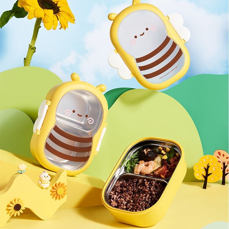 Sızdırmaz Kapaklı Taşınabilir Paslanmaz Çelik Bölmeli Yemek Kutusu Saklama Kabı