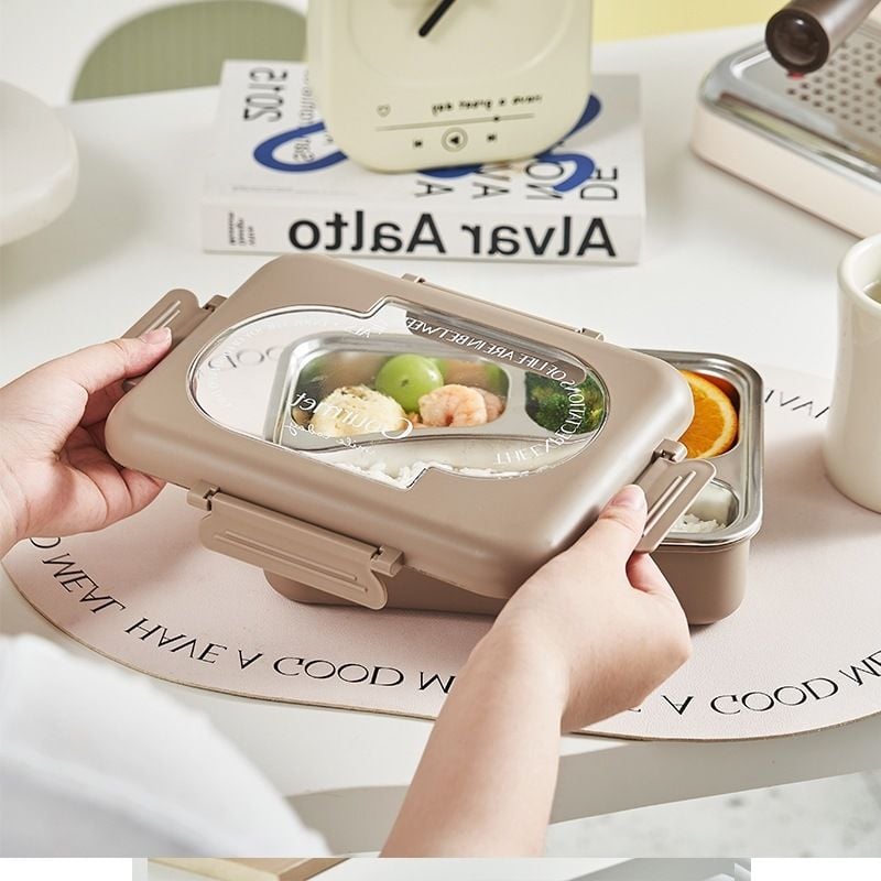 Sızdırmaz Kilitli Bölmeli Kapaklı Paslanmaz Çelik Yemek Kutusu Saklama Kabı
