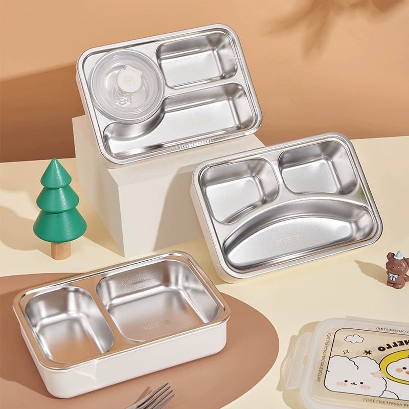 Sızdırmaz Kilitli Bölmeli Kapaklı Paslanmaz Çelik Yemek Kutusu Saklama Kabı