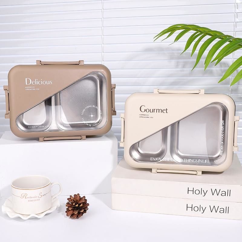 Sızdırmaz Kilitli Bölmeli Kapaklı Paslanmaz Çelik Yemek Kutusu Saklama Kabı